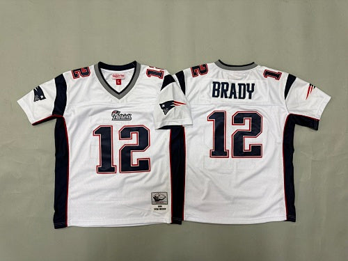 Youth Tom Brady #12 New England Patriots White Vintage Throwback Jersey
