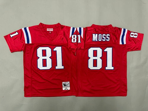 Youth Randy Moss #81 New England Patriots Red Vintage Throwback Jersey